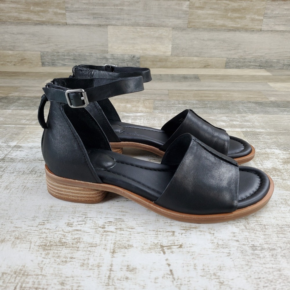 Sofft Faxyn Womens Sandals Sz 8.5 M Black Leather Block Heel Ankle Strap Comfort